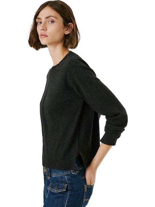 Damen Langärmeliges Baumwollpullover Schwarz