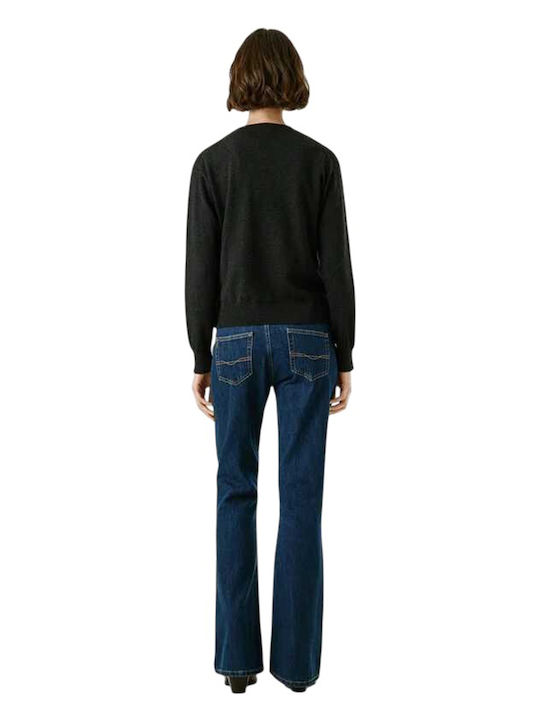 Damen Langärmeliges Baumwollpullover Schwarz