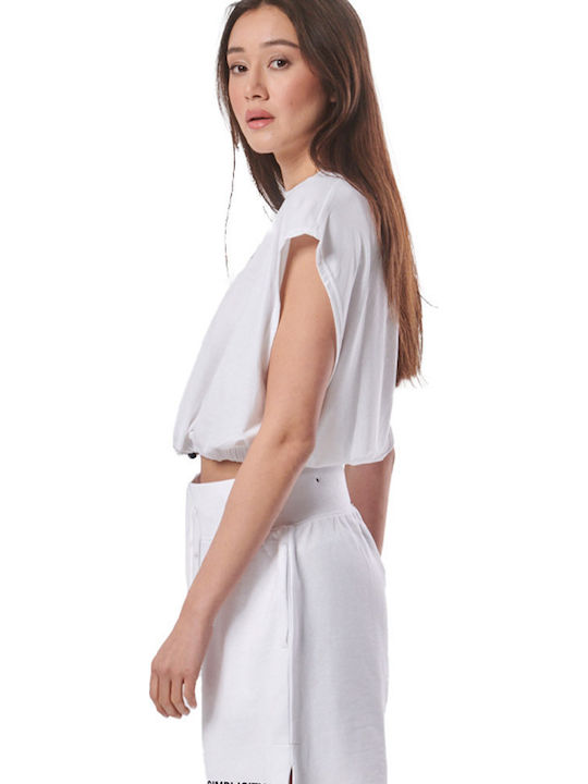 Damen Sommer Bluse Ärmellos White