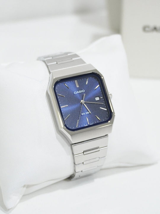 Мъжки Часовник 33mm На Батерия Със Сребрист Ацтълен Механизъм