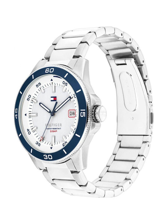 Tommy Hilfiger Remy Ανδρικό Ρολόι Μπαταρίας με Ασημί Μεταλλικό Μπρασελέ