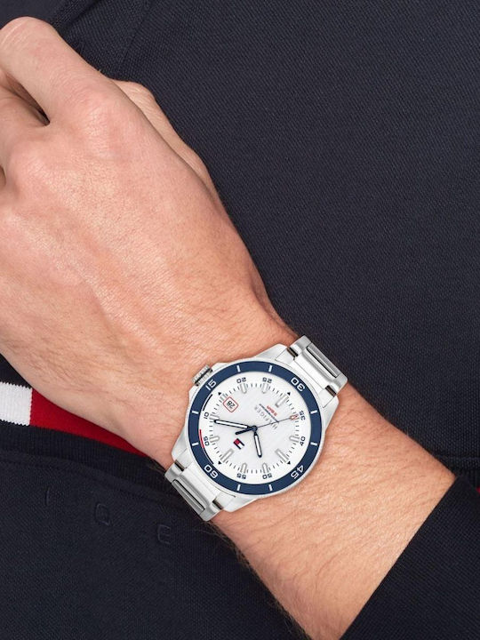 Tommy Hilfiger Remy Ανδρικό Ρολόι Μπαταρίας με Ασημί Μεταλλικό Μπρασελέ