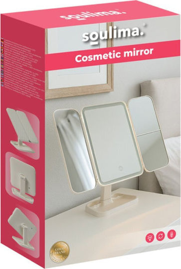 Soulima Makeup Mirror Tabletop with Light Zoom x3 21x13.5cm White