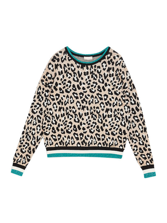 Maglia Bluze Damă Pulover Mânecă Lungă Animal Print Multicolor