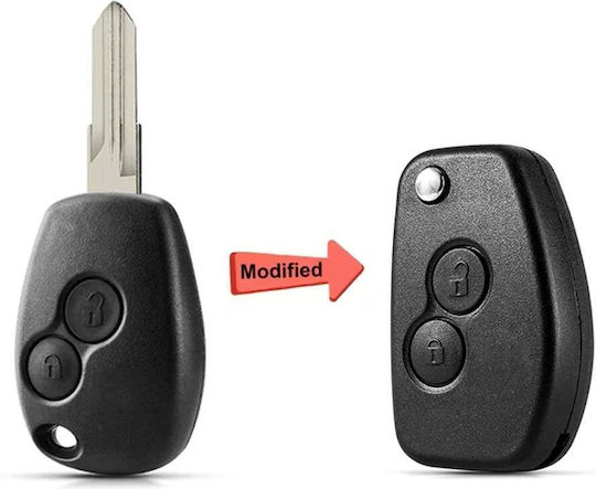 Techstar Husa Pentru Chei Auto Tip Cuțit 2 Butoane Vac102 Lamă Compatibil Dacia Logan Renault Trafic Aftermarket