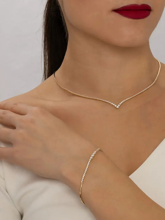 Set with Necklace & Bracelet from Gold 14K with Stones