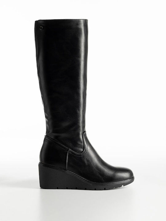 Damenstiefel mit mittlerem Absatz Schwarz