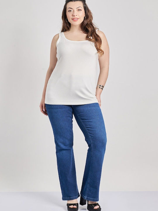 Bluza Damă Fără Mâneci Albă