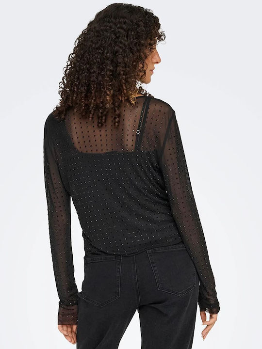 Women's Sports Blouse with Mesh Black Rainbow