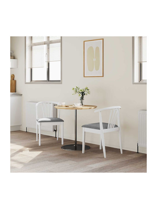 Dining Room Wooden Chair White and Grey 50.5x61x80.5cm 2pcs
