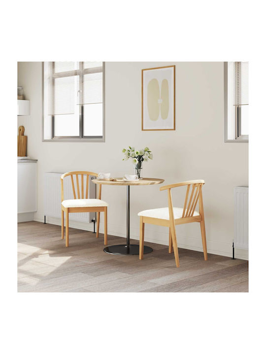 Dining Room Wooden Chair Natural and White 50.5x61x80.5cm 2pcs