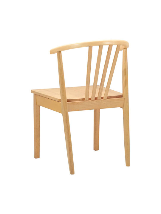 Dining Room Wooden Chair Natural Pure Rubber 50.5x61x80.5cm 2pcs