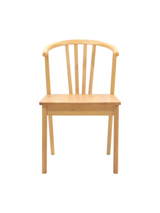 Dining Room Wooden Chair Natural Pure Rubber 50.5x61x80.5cm 2pcs