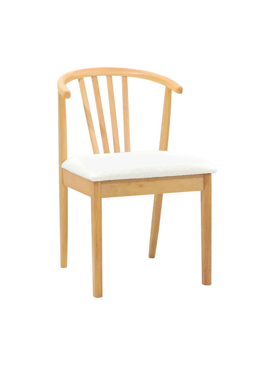 Dining Room Wooden Chair Natural and White 50.5x61x80.5cm 2pcs