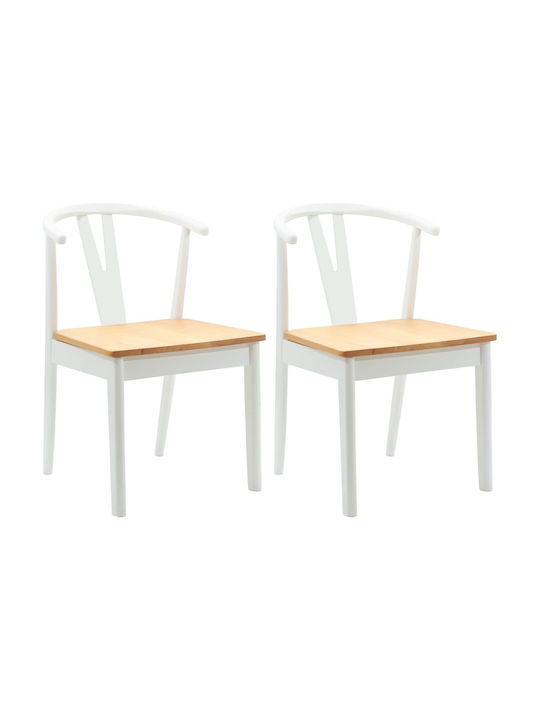 Dining Room Wooden Chair White 50.5x61x80.5cm 2pcs