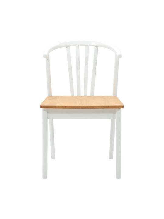 Dining Room Wooden Chair White and Natural 50.5x61x80.5cm 2pcs