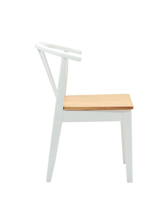 Dining Room Wooden Chair White and Natural 50.5x61x80.5cm 2pcs