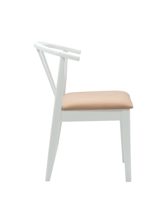 Dining Room Wooden Chair White and Brown 50.5x61x80.5cm 2pcs