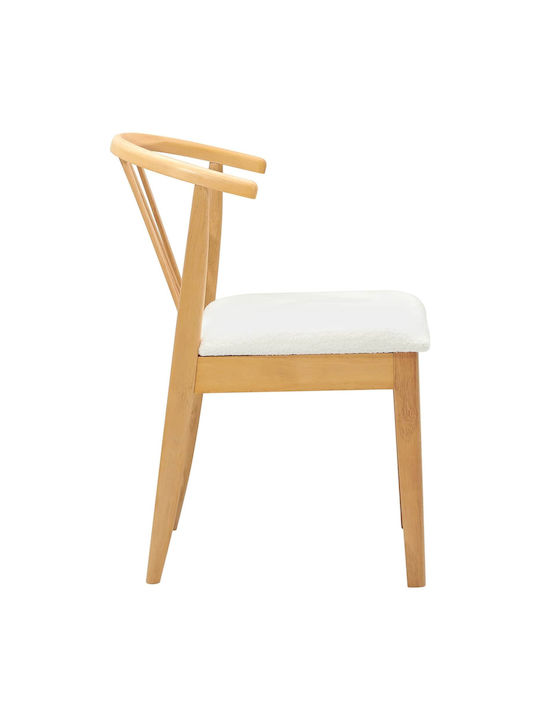 Dining Room Wooden Chair Natural and White 50.5x61x80.5cm 2pcs