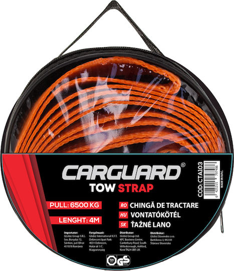 CarGuard Curea De Remorcare Auto Cu Rezistență La Tracțiune Până La 6.5 Tone 4m În Culoare Portocalie