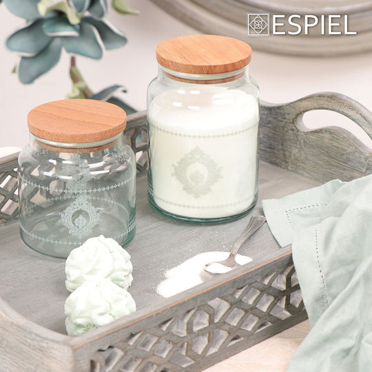 Espiel Helen Set 4 Bucăți Vaze Utilizare Generală Cu Capac Sticlă Verde 635ml 4 Bucăți