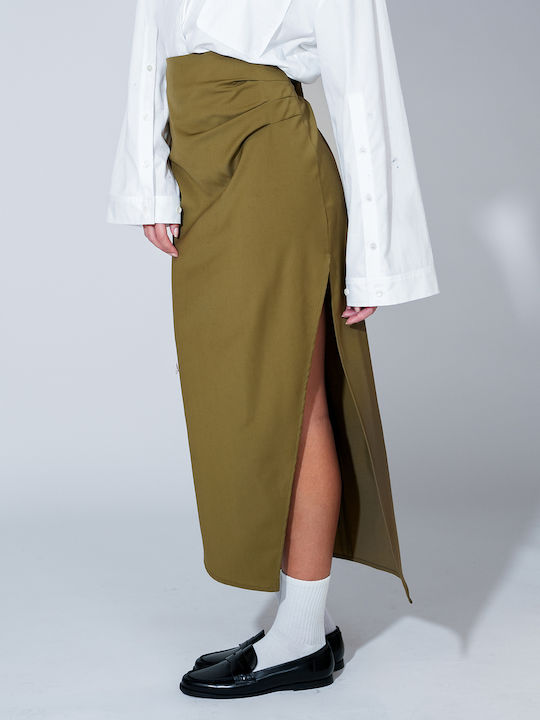 Hoch tailliert Rock Khaki