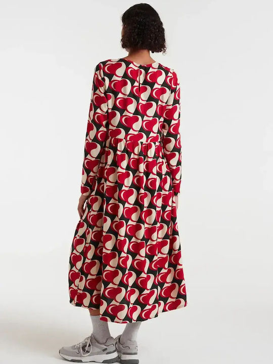 Midi Kleid Black/red