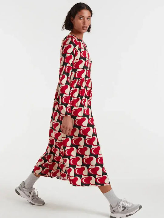 Midi Kleid Black/red