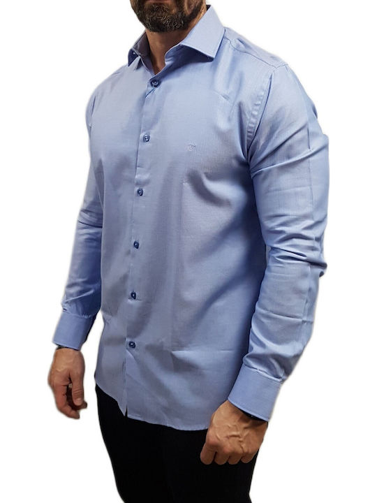 Long Sleeve Cotton Shirt in Regular Fit Light Blue