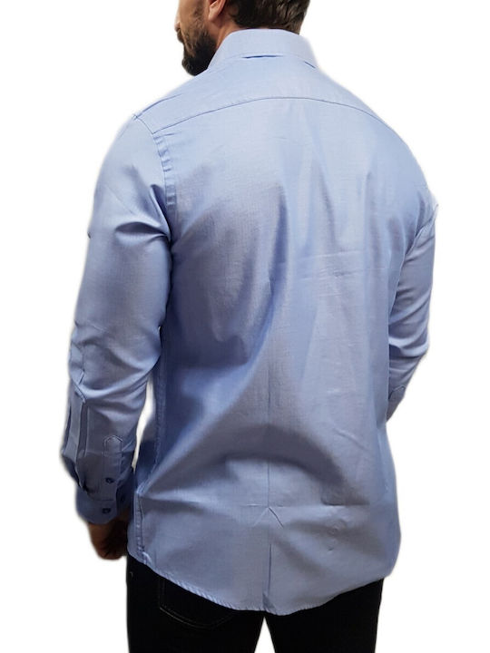 Long Sleeve Cotton Shirt in Regular Fit Light Blue