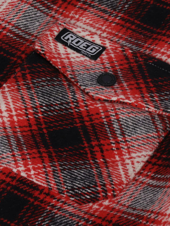 Long-sleeved Flannel Shirt Red