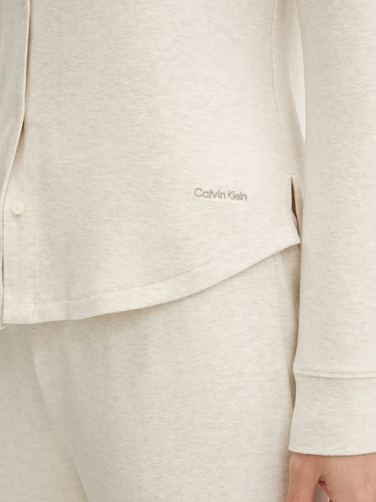 Calvin Klein Χειμερινό Γυναικείο Σετ Πιτζάμας Γκρι