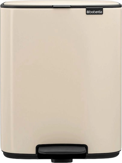 Brabantia Bo Pedal Waste Bin Made of Stainless Steel with Pedal Beige 7lt