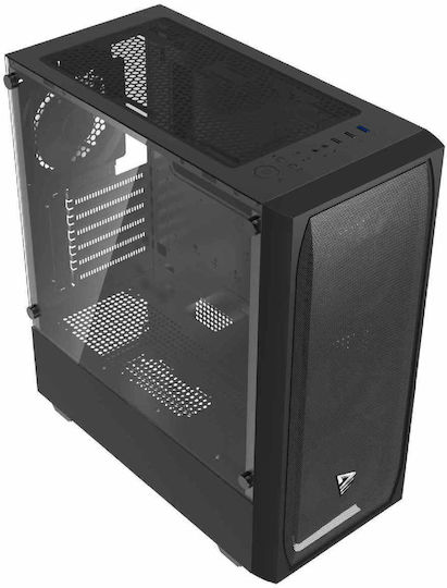 Savio Noctis Flow X1 Геймърско бюро Midi Tower Компютърна кутия със страничен прозорец Черен
