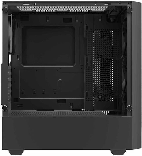 Savio Noctis Flow X1 Геймърско бюро Midi Tower Компютърна кутия със страничен прозорец Черен