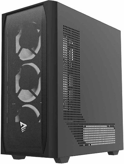 Savio Noctis Flow X1 Геймърско бюро Midi Tower Компютърна кутия със страничен прозорец Черен