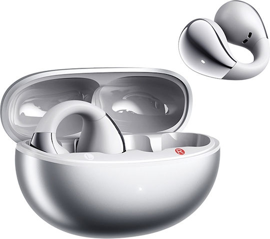 QCY Crossky C30S Open Ear Bluetooth Handsfree Ακουστικά με Αντοχή στον Ιδρώτα και Θήκη Φόρτισης Ασημί