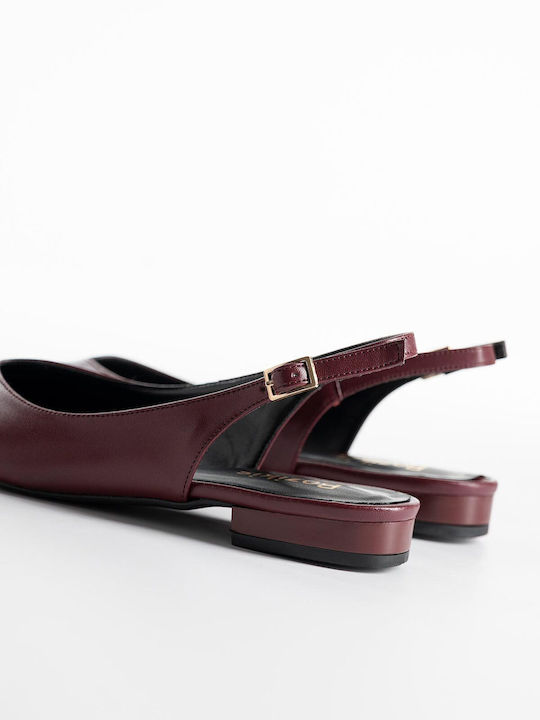 Damen Ballerinas Spitz zulaufend Burgundisch