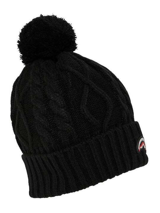 Lowkey Puff Beanie Fleece Beanie Knitted in Black color