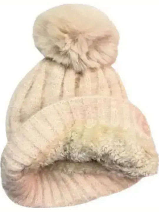 Set with Beanie Knitted in Beige color