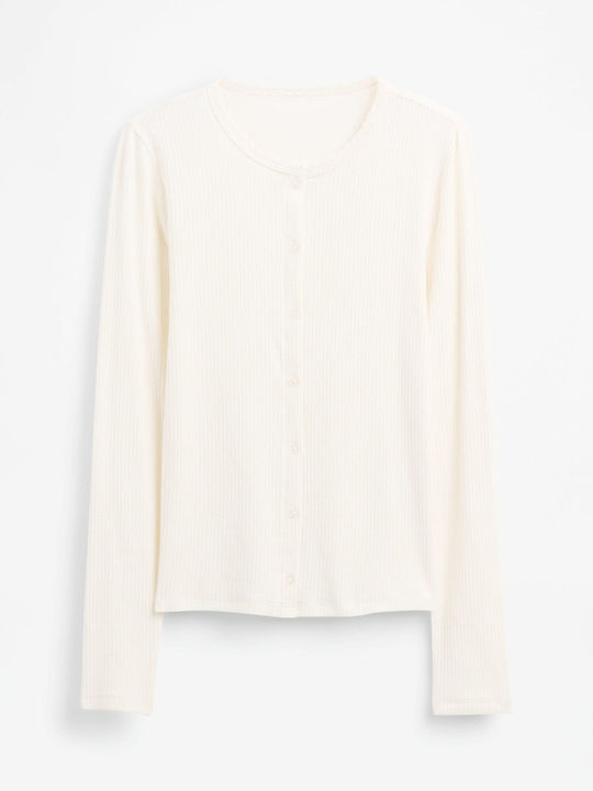 Κοντή Γυναικεία Πλεκτή Ζακέτα Ivory Beige Frost