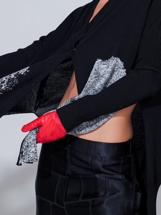 Langarmige Gestrickte Damen Strickjacke mit Knöpfen Schwarz