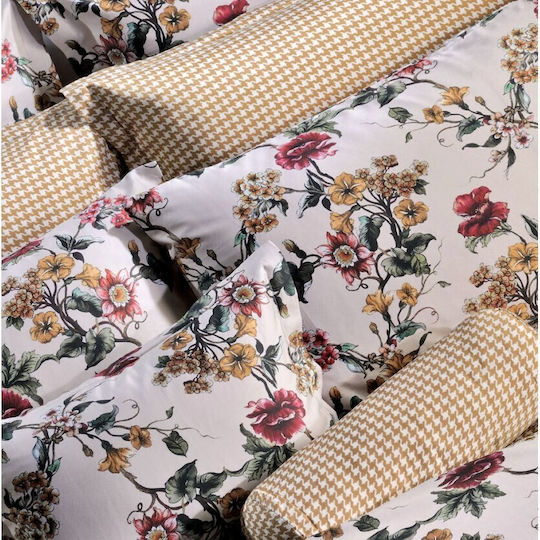 Down Town Home Σετ Σεντόνια Υπέρδιπλα 245x280εκ. Beige Flower (4τμχ)