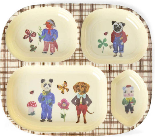 Rice Set de hrănire din Plastic Bej 4buc