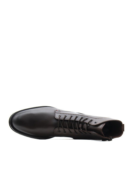 Leather Brown Men's Boots with Zipper