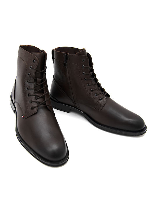Leather Brown Men's Boots with Zipper