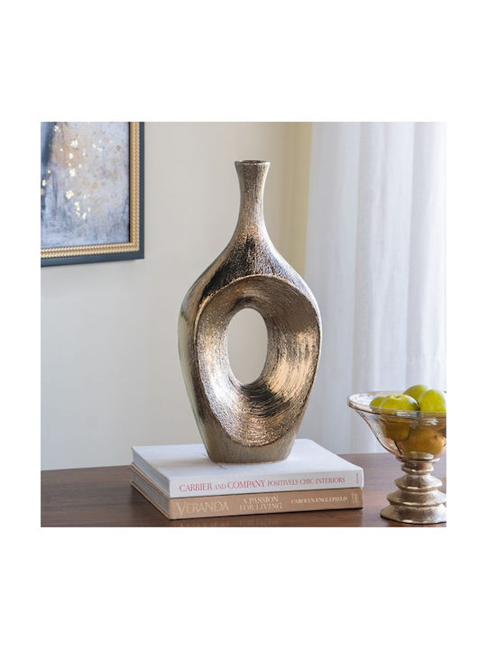 Artekko Διακοσμητικό Βάζο Κεραμικό Lidded Χρυσό Φ23xΥ48cm