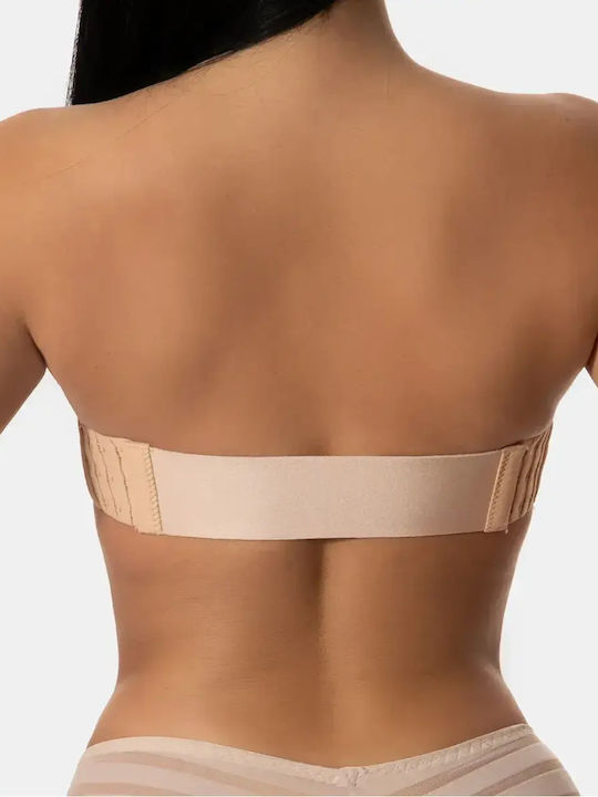 Bra Cup B Strapless Push Up Seamless Beige Size S
