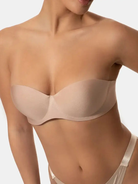 Strapless Push Up Seamless Beige Bra Size XS