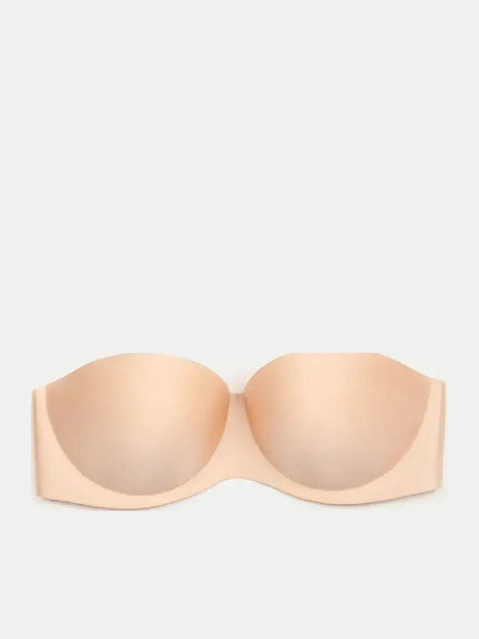 Bra Cup B Strapless Push Up Seamless Beige Size S